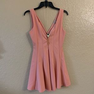 CHAROLETTE RUSSE | CORAL VNECK FIT & FLARE DRESS